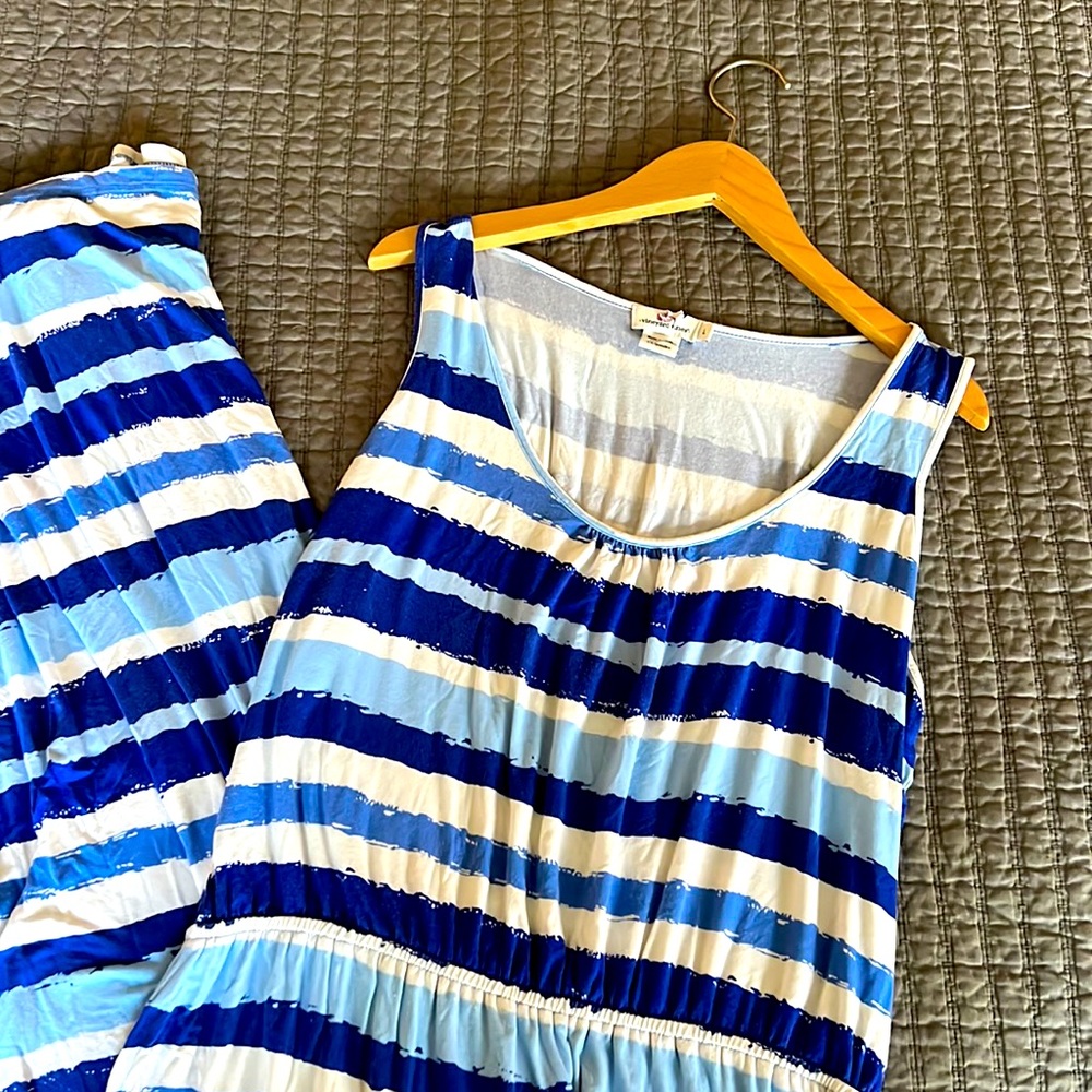 Vineyard Vines Blue Striped Maxi Dress Large